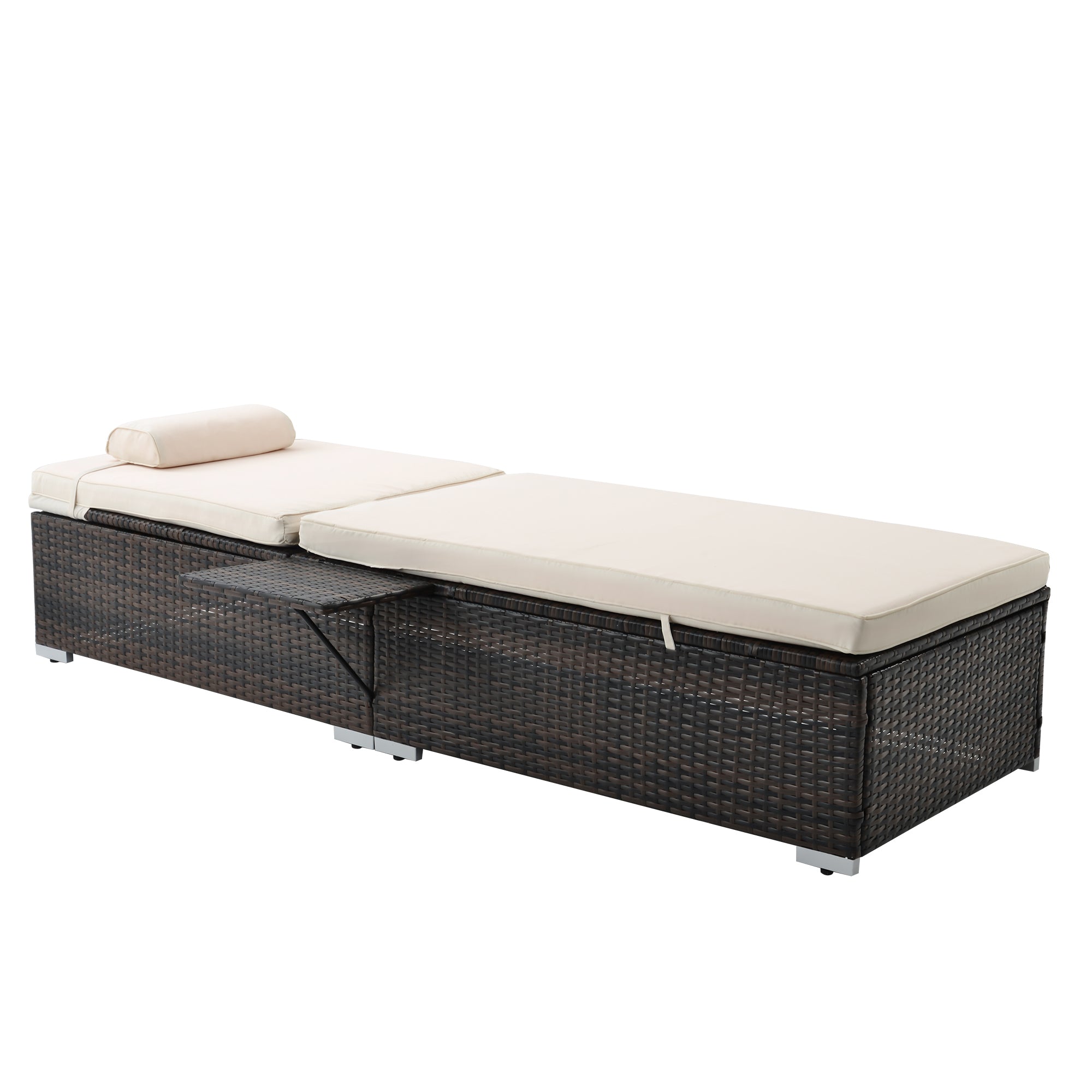 Outdoor 2 Patio Recliner Chairs with Side Table