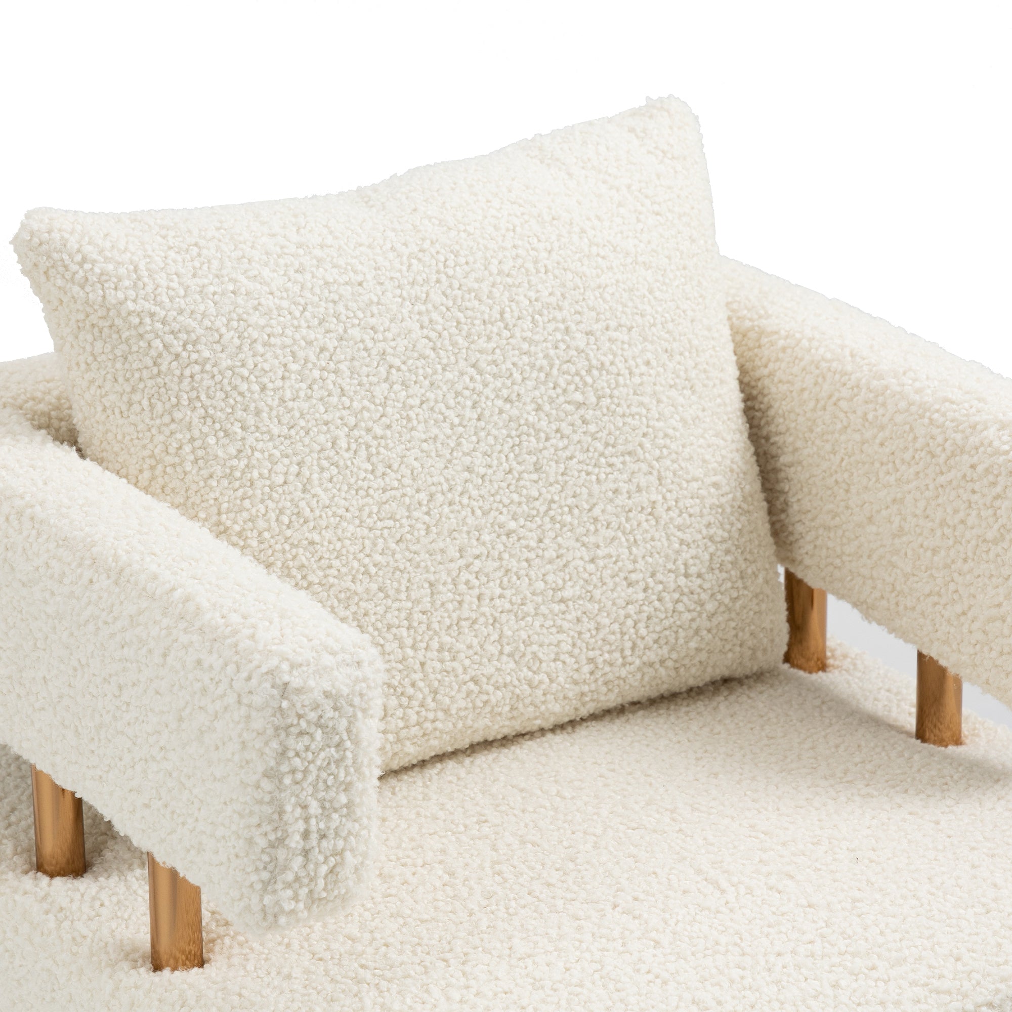 Accent Chair with Golden Feet - White Teddy