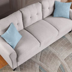 79.9" - 3 Seater - Modern Living Room Sofa Linen Upholstered Couch Furniture for Home or Office - Light Grey