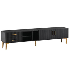 Modern TV Stand with 5 Champagne legs for TVS up to 77" - Black