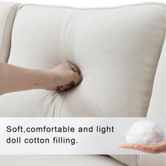 104" 4-Seater Modern Linen Fabric Sofa with Armrest Pockets and 4 Pillows,Minimalist Style Couch - Beige