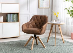 Solid Wood Tufted Upholstered Armless Chair - Coffee Brown