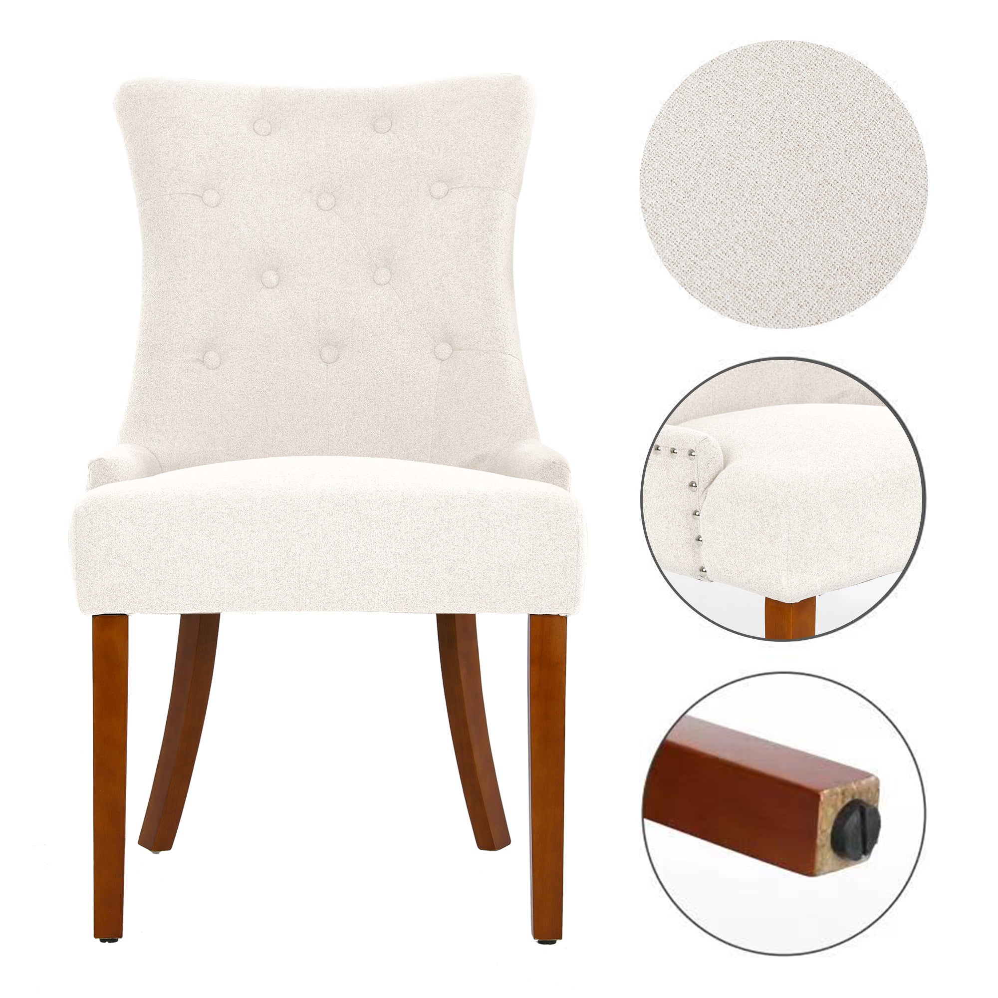 Modern Dining Chairs (Set of 2) - Cream White