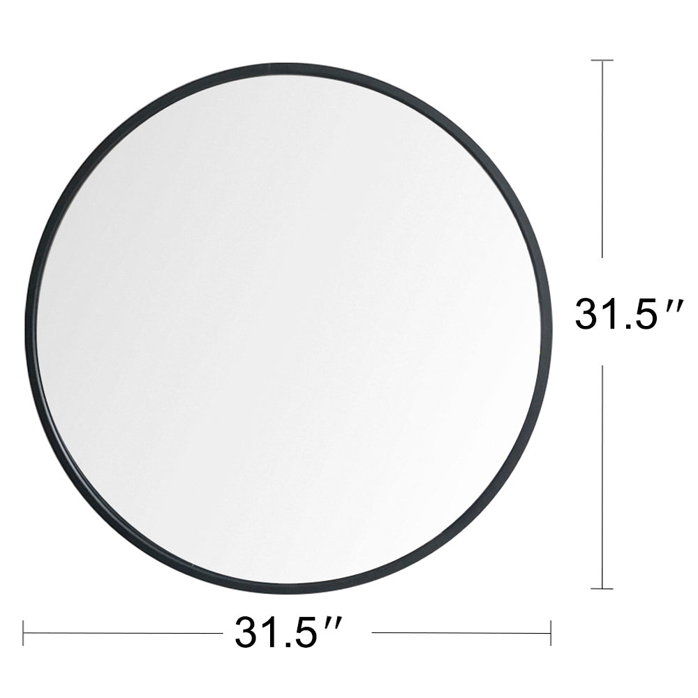 32" Wall Circle Mirror Large Round Black