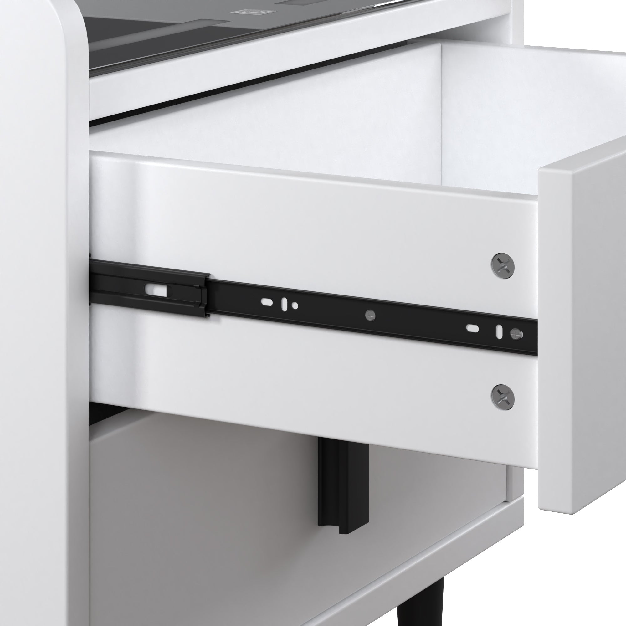 Nightstand with Wireless Charging Station,USB Charging and Adjustable LED Lights, Modern End Table with 2 Drawers - White