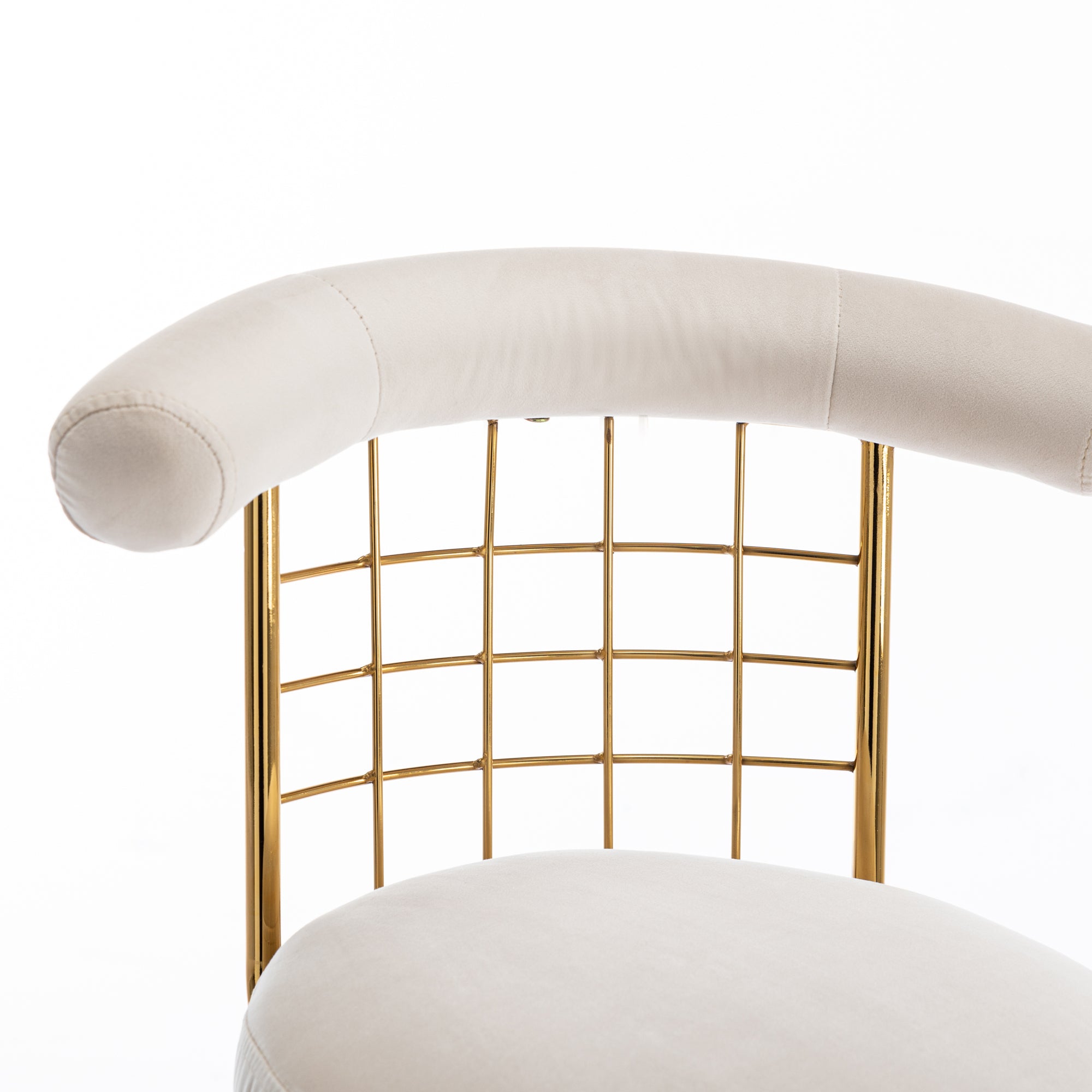 Luxury Velvet High Bar Stool with Metal Legs and Soft Back with Metal Legs (Set of 2) -Beige