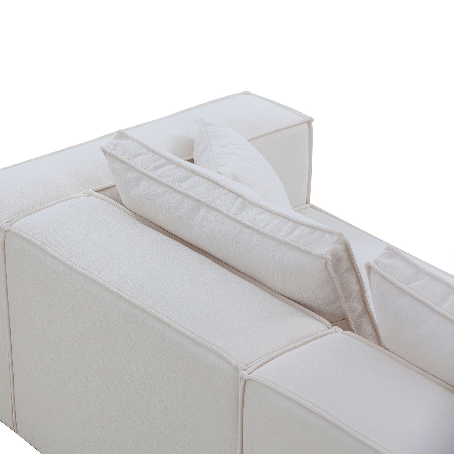 Modular Sectional Living Room Sofa Set, Modern Minimalist Style Couch with Ottoman and Reversible Chaise, L-Shape - White