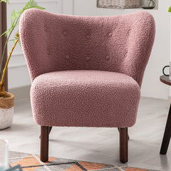 Modern Accent Chair with Solid Wood Legs for Living Room Bedroom - Blush