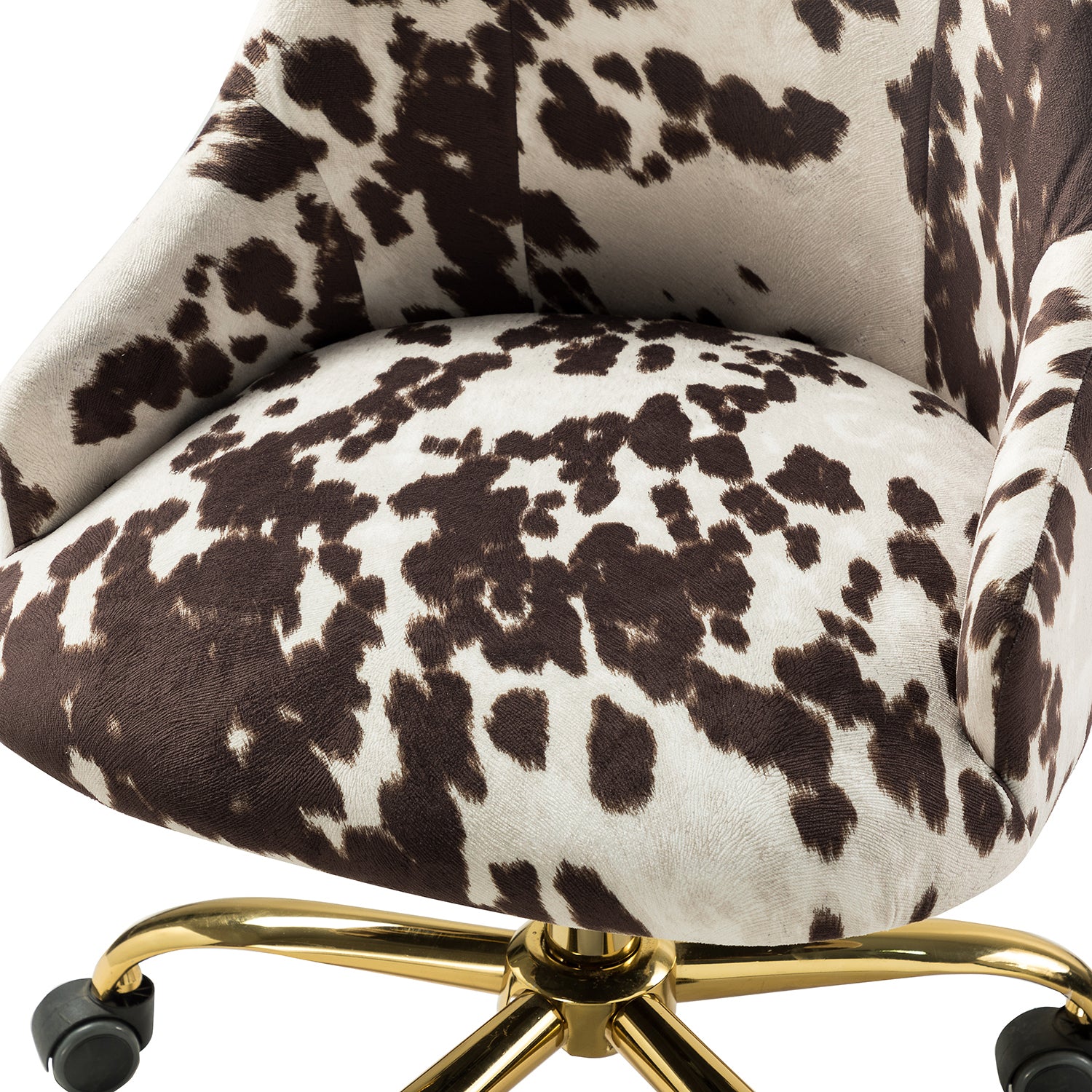 Printed Fabric Office Chair with Foam Cushion - Brown