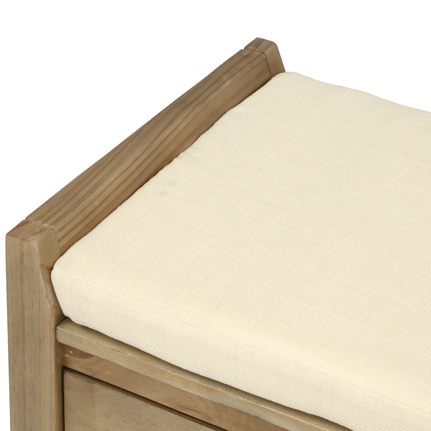 Shoe Rack with Cushioned Seat and Drawers, Multipurpose Entryway Storage Bench - Gray Wash