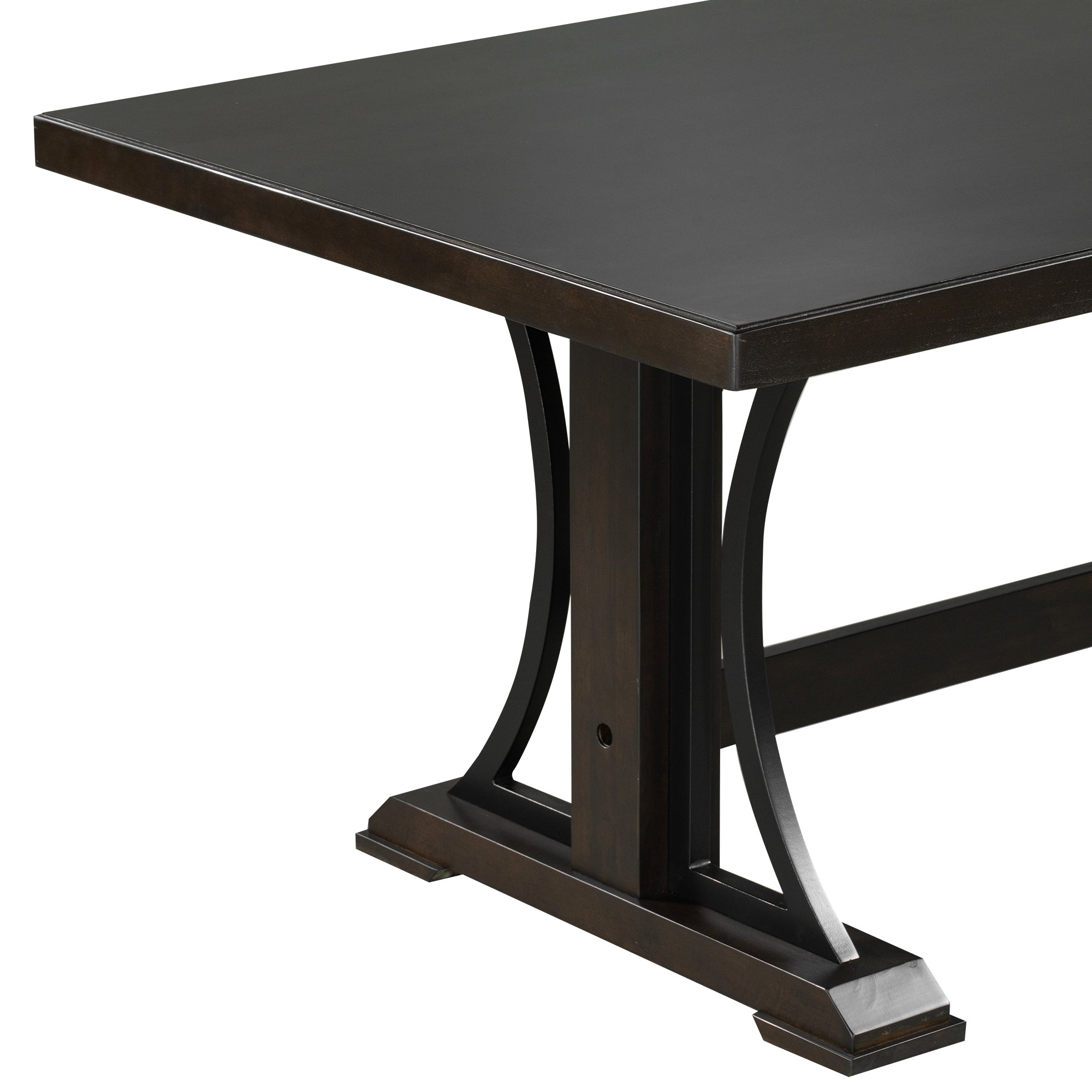 Retro Style Dining Table 78” Wood Rectangular Table, Seats up to 8 - Espresso