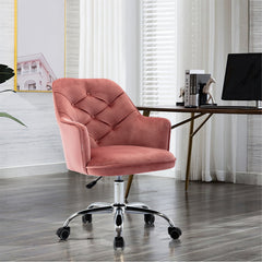 Modern Velvet Swivel Shell Chair  - Pink Red