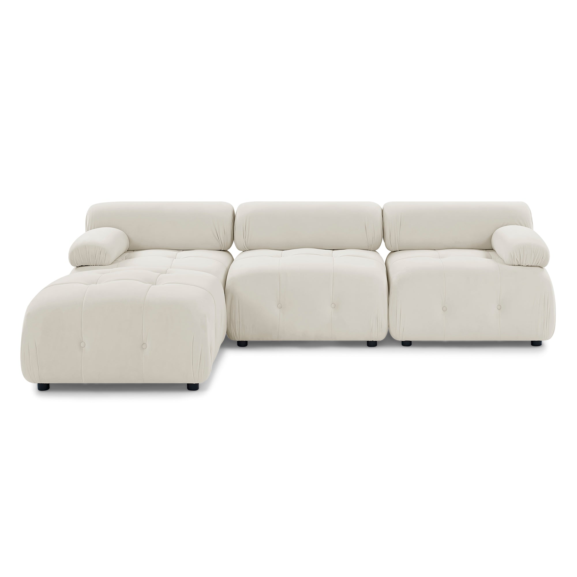 Modular Sectional Sofa, Button Tufted Designed and DIY Combination,L Shaped Couch with Reversible Ottoman - Beige Velvet