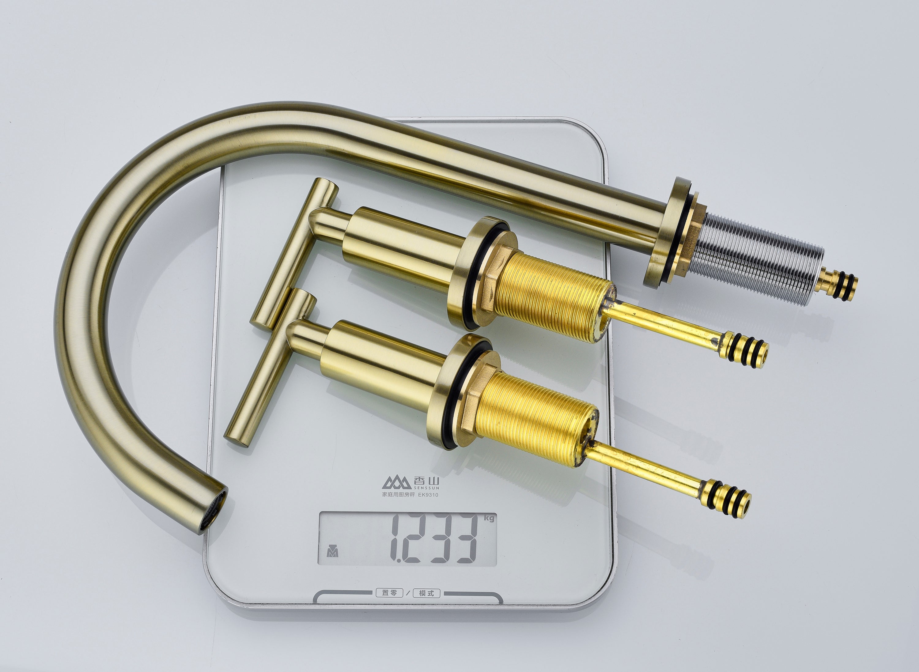 Two Handle High Arc Widespread Bathroom Sink Faucet 3 Hole - Gold