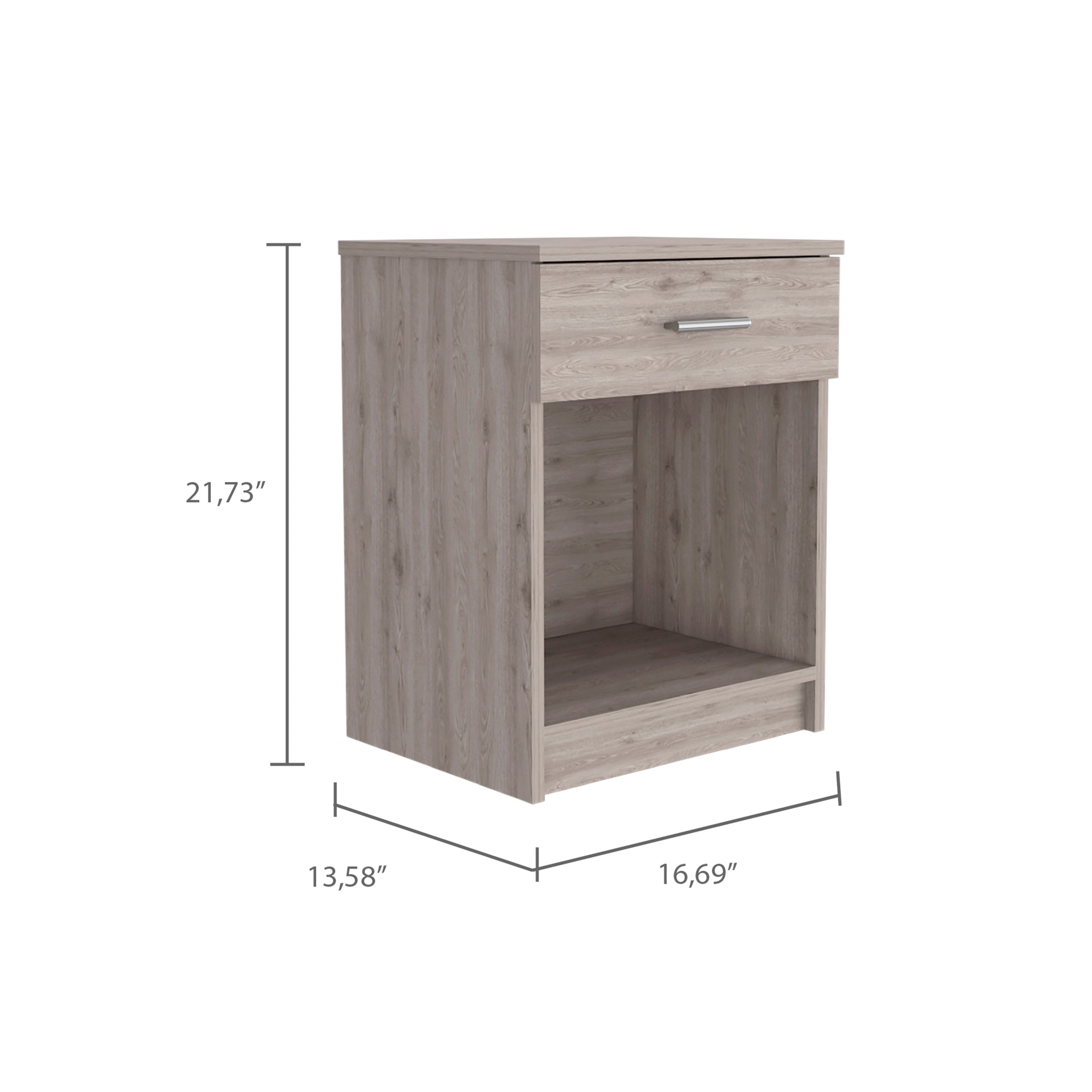 Nightstand 1 Drawer 1 Shelf - Light Grey