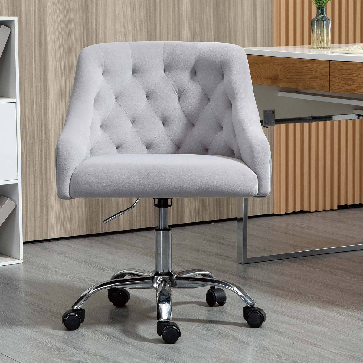 Modern Velvet Swivel Armchair with Soft Seat - Grey