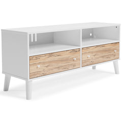 Two-tone Contemporary TV Stand - Brown + White