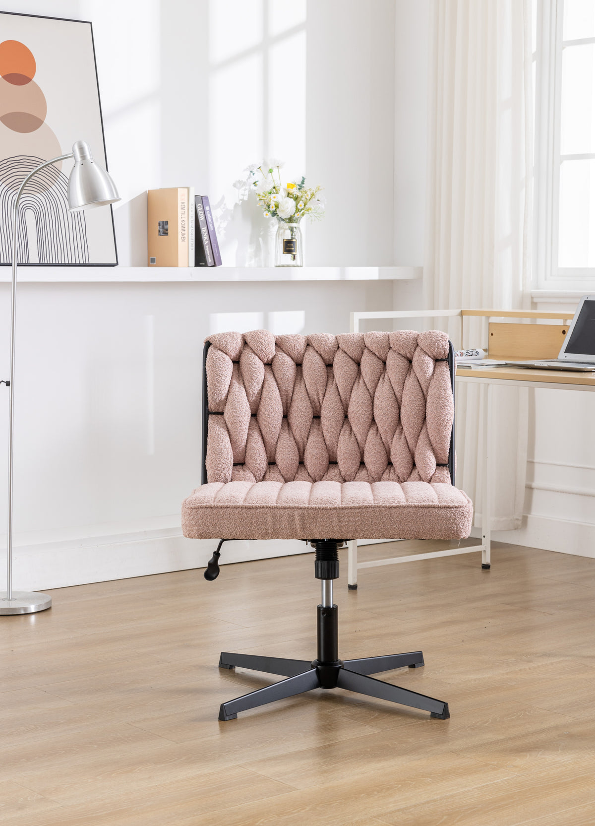Armless Office Desk Chair No Wheels - Pink