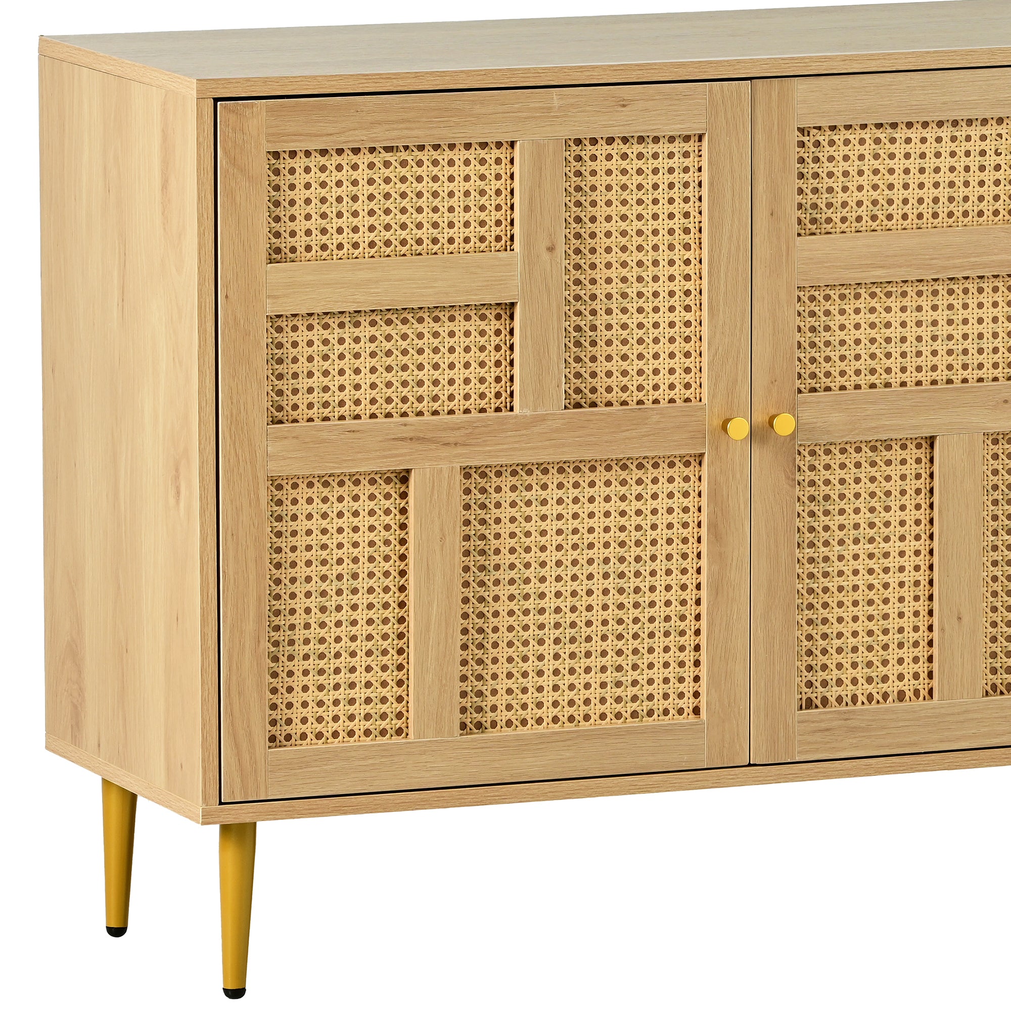 Rattan Cabinet with Adjustable Shelves and Storage