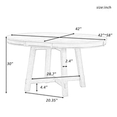 Farmhouse Round Extendable Dining Table 16" (Natural Wood Wash)