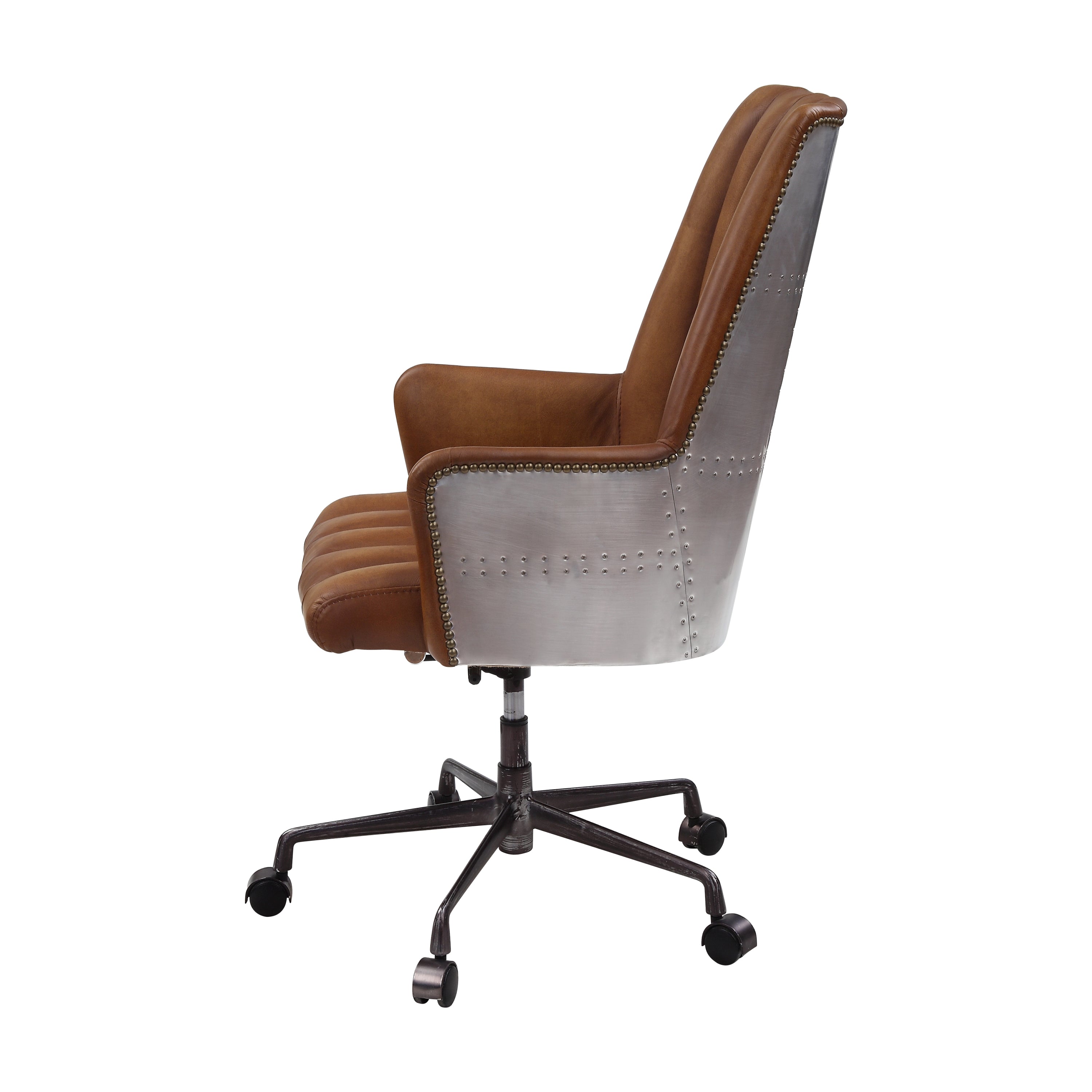 Salvol Office Chair, Sahara Leather & Aluminum - Brown