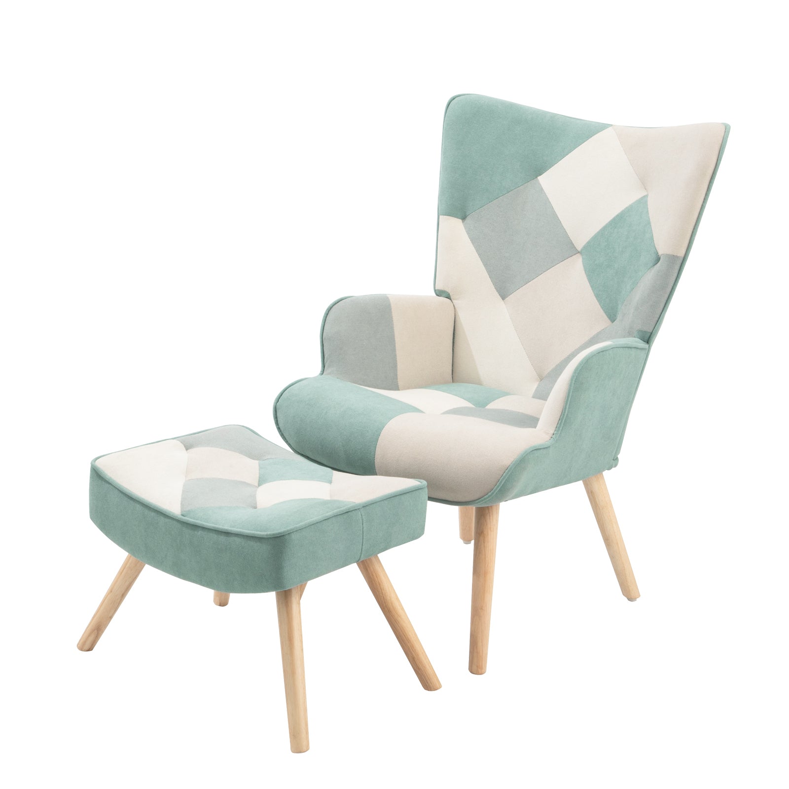 Accent Chair with Ottoman, Comfy Side Armchair for Bedroom