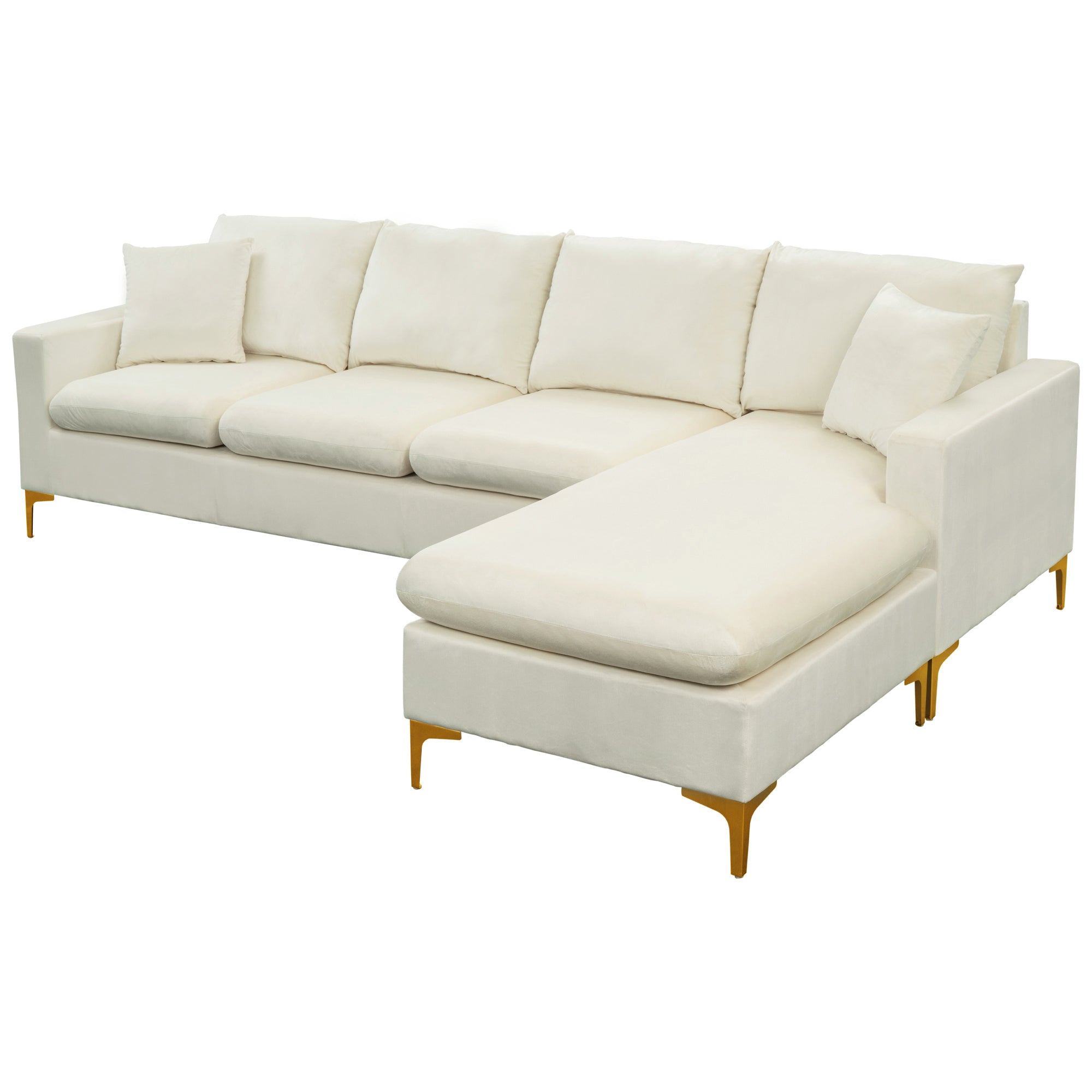 Velvet L Shaped Sectional Sofa Bed Couches Chaise Ottoman Pillows