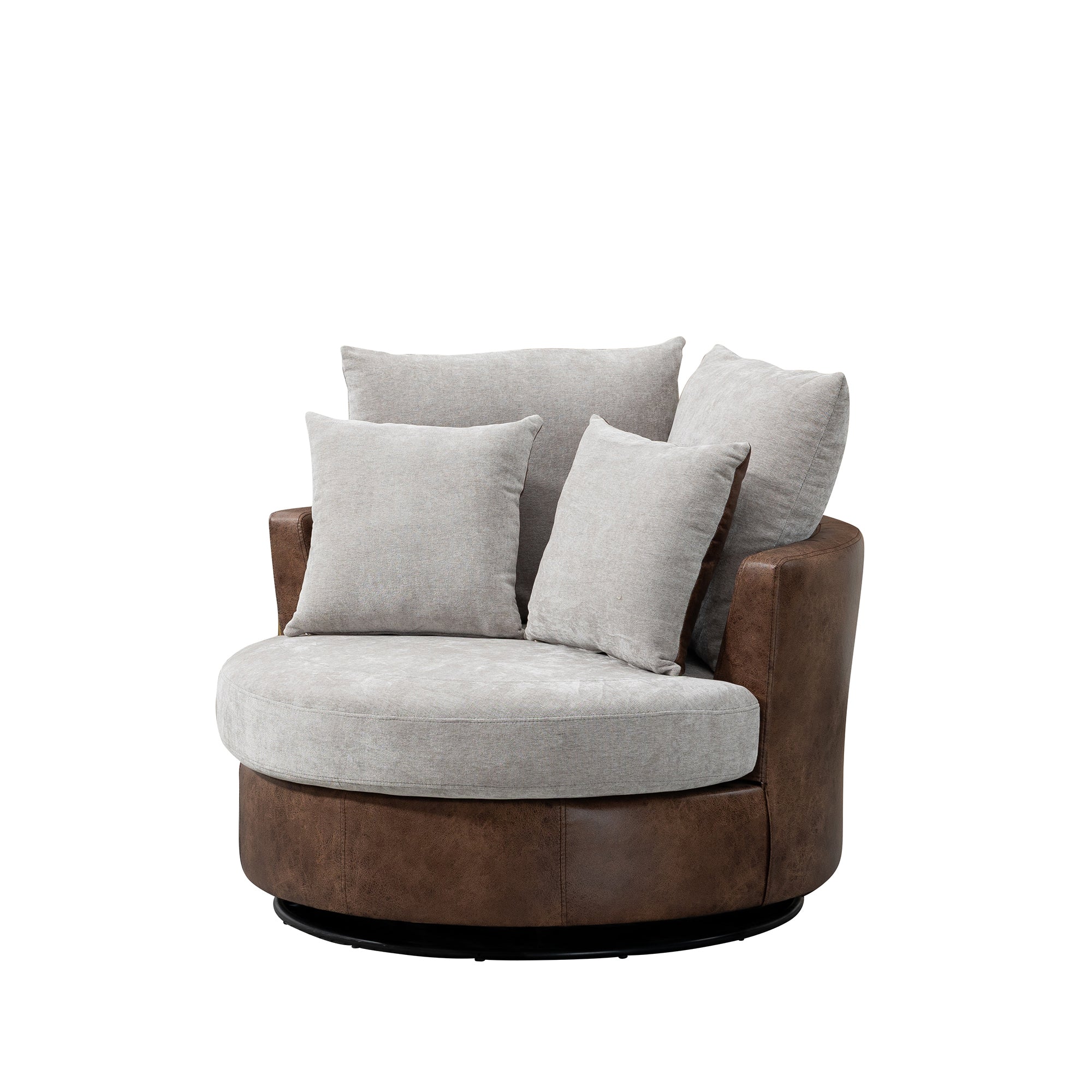 360 Degree Swivel Round Sofa- Light Gray