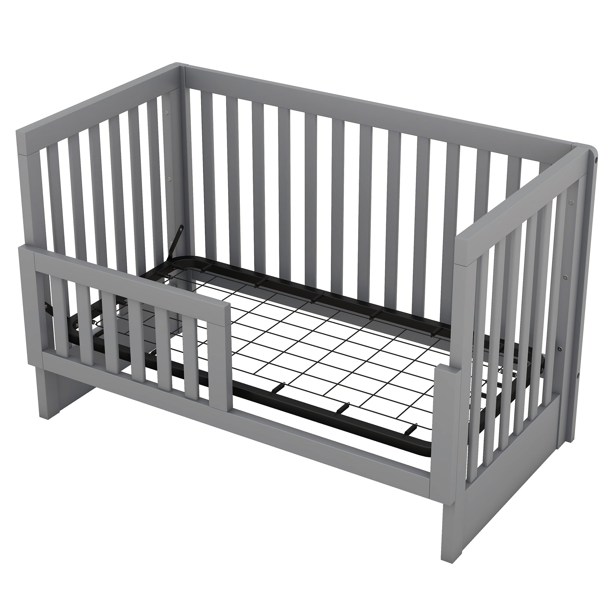 Convertible Crib/Full Size Bed with Changing Table - Gray