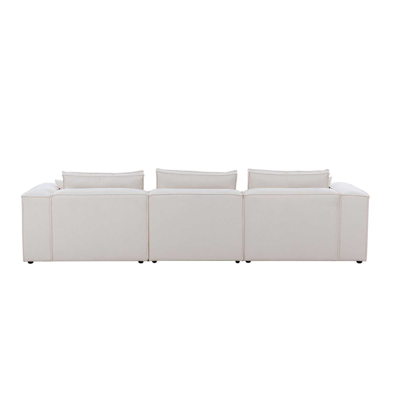 Modular Sectional Living Room Sofa Set, Modern Minimalist Style Couch with Ottoman and Reversible Chaise, L-Shape - White