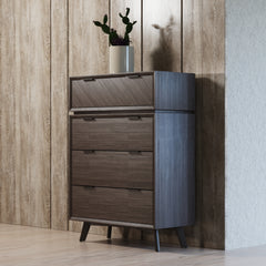 Modern Dark Brown Acacia Chest