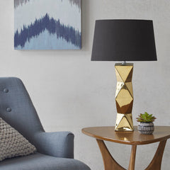 Kenlyn Geometric Ceramic Table Lamp - Gold