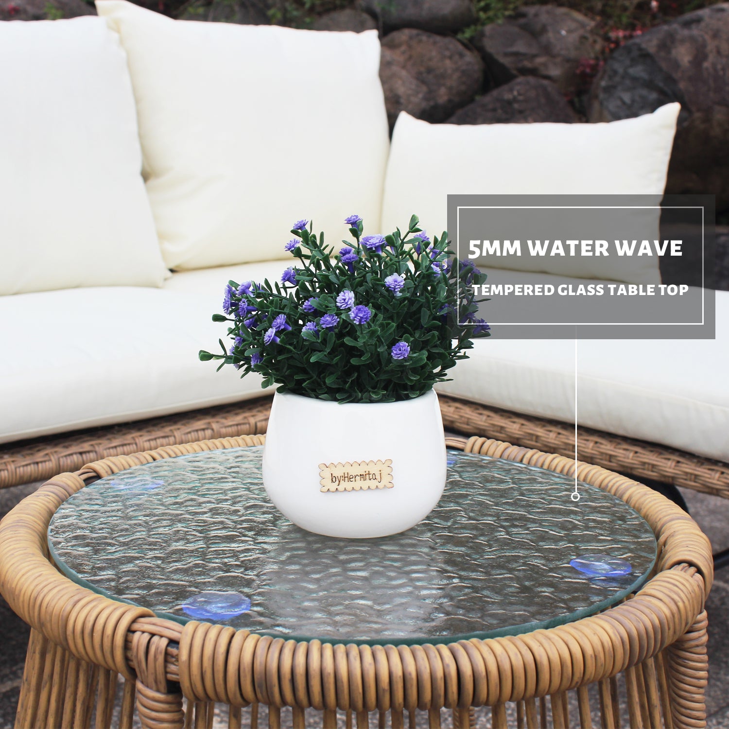 MAICOSY 3pc Outdoor Rattan Patio Garden Furniture Set Sectional L Shape Couch
