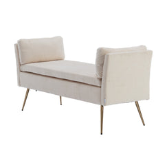Simple Styled Ottoman Bench - Beige Velvet