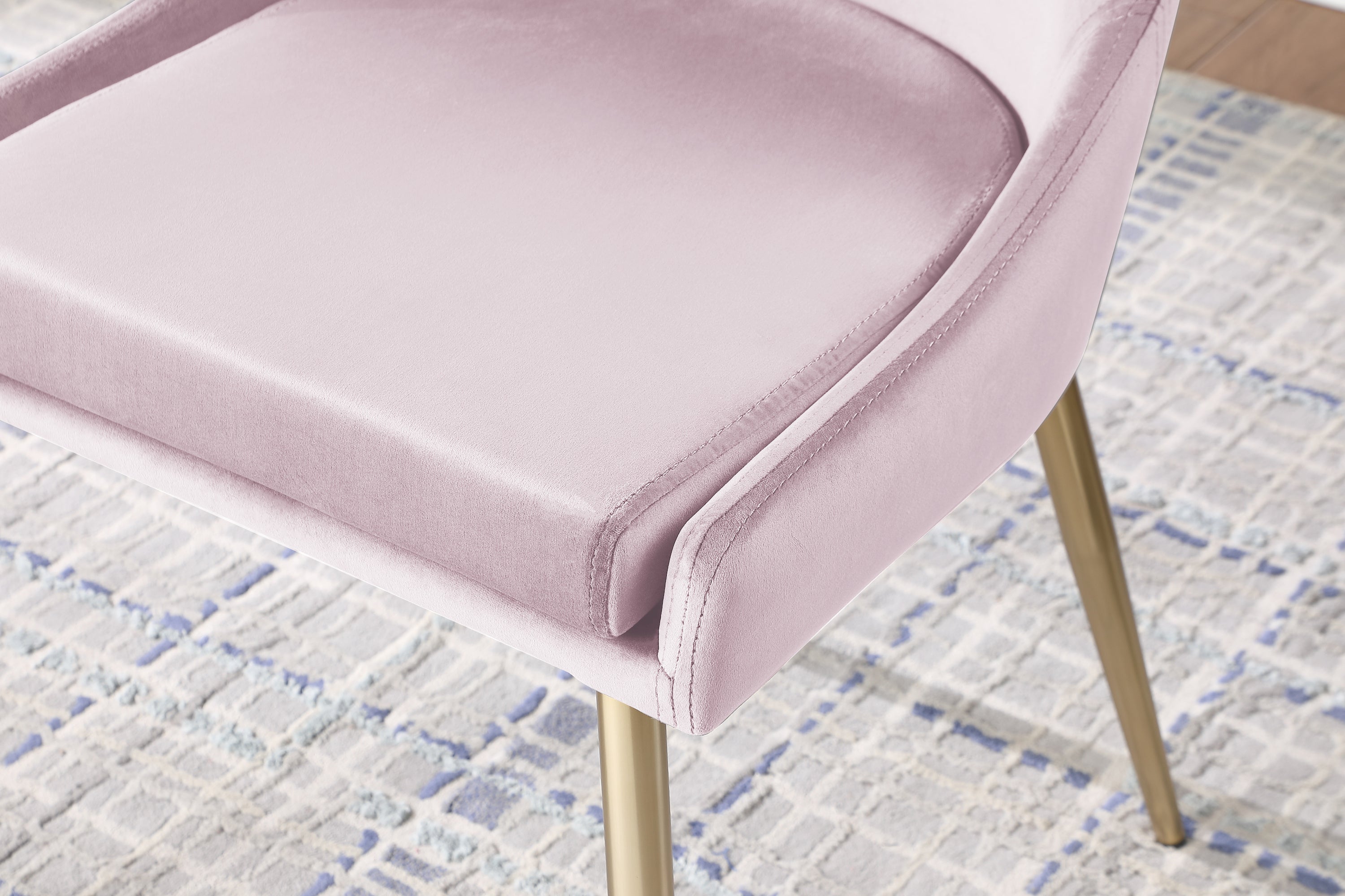 Contemporary Velvet Upholstered Dining Chair with Sturdy Metal Legs (Set of 2) Light Pink