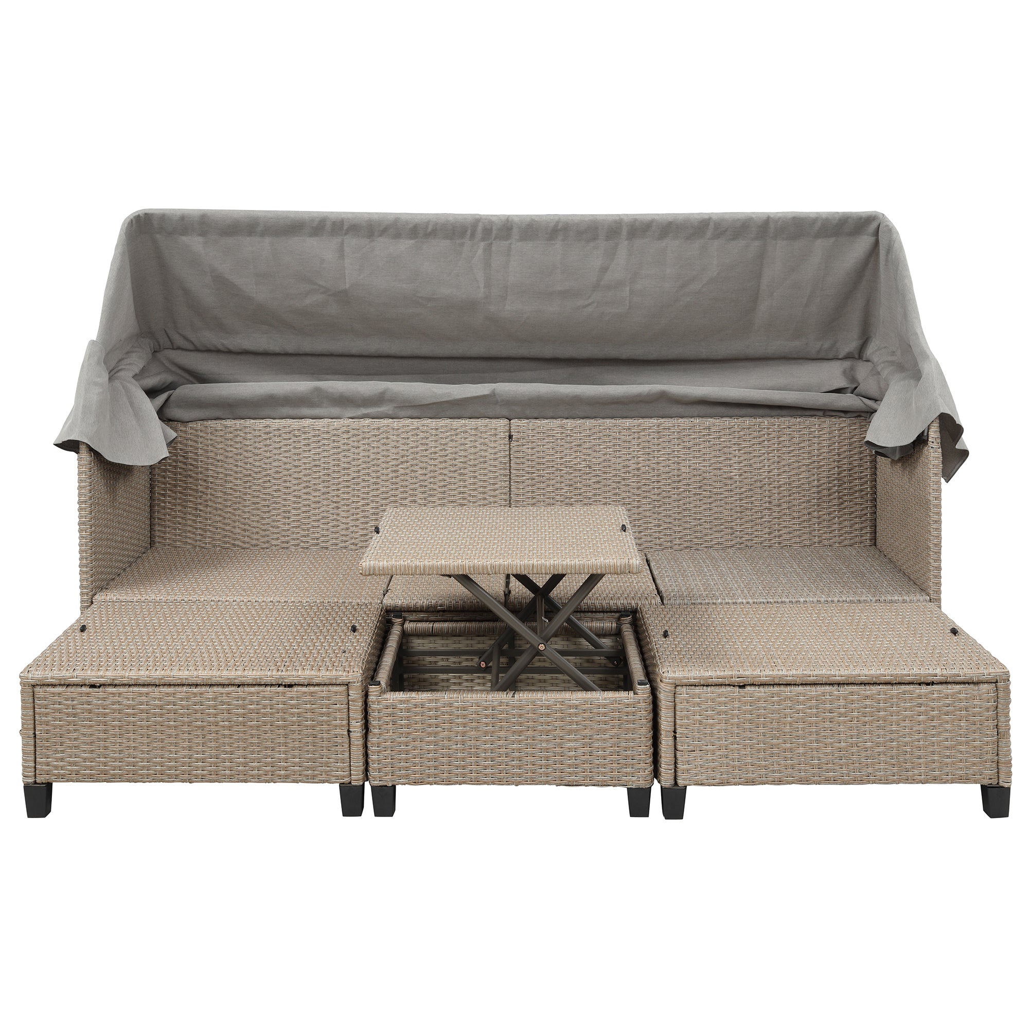 MAICOSY 4pc Patio Furniture Canopy Outdoor Wicker Sofa Sectional Daybed Sunbed