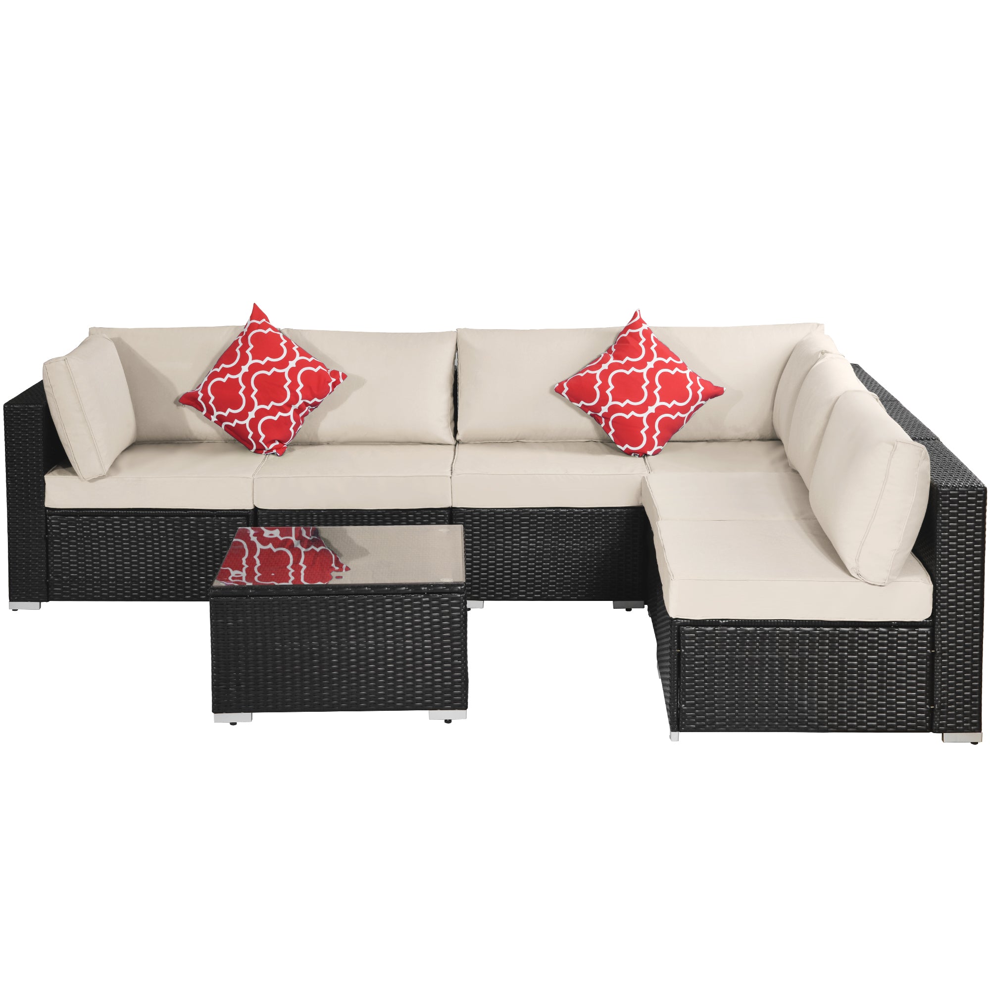 MAICOSY 7-Piece Outdoor Patio Furniture, PE Rattan Sectional Sofa Porch Decor