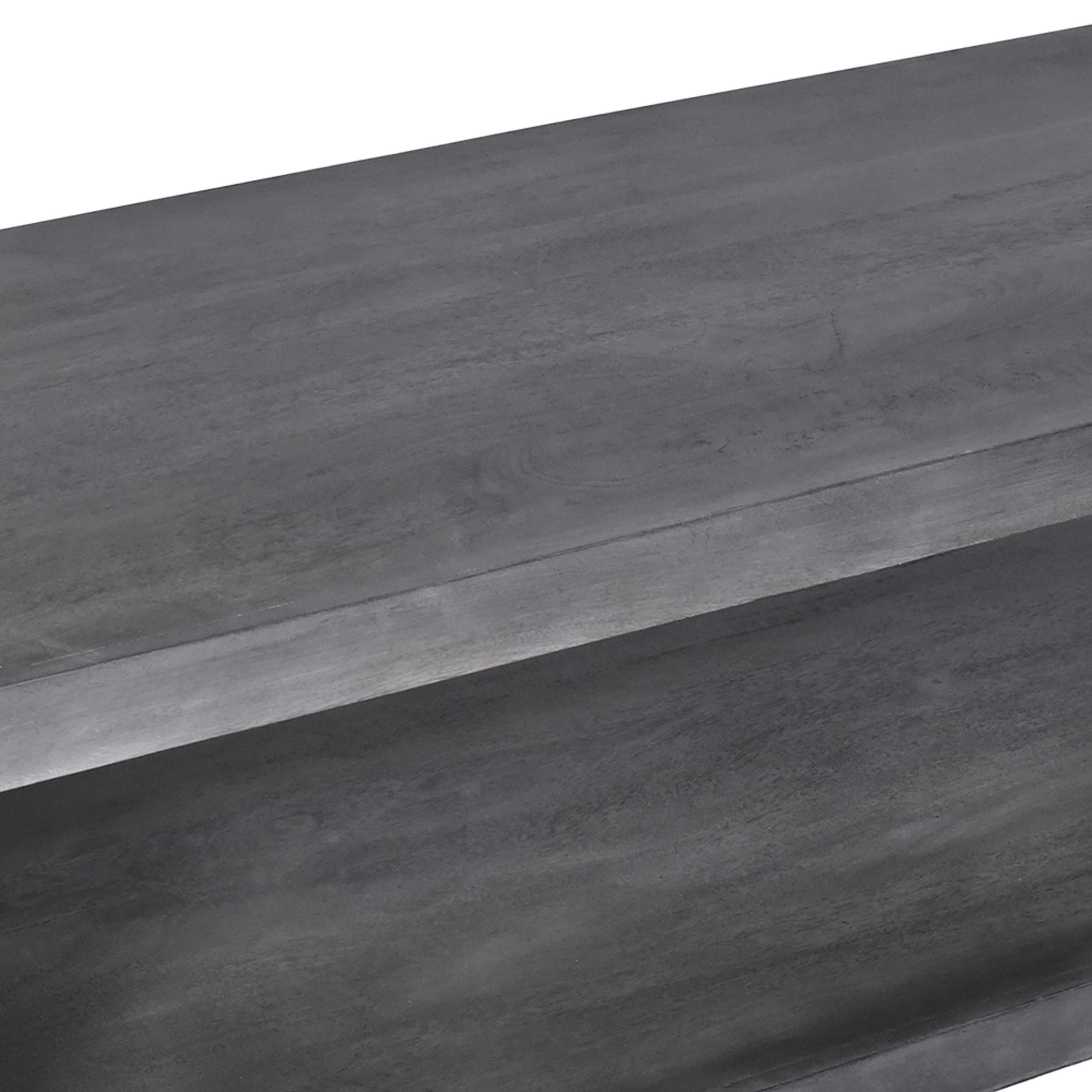 58" Cube Shape Wooden Coffee Table with Open Bottom Shelf - Charcoal Gray