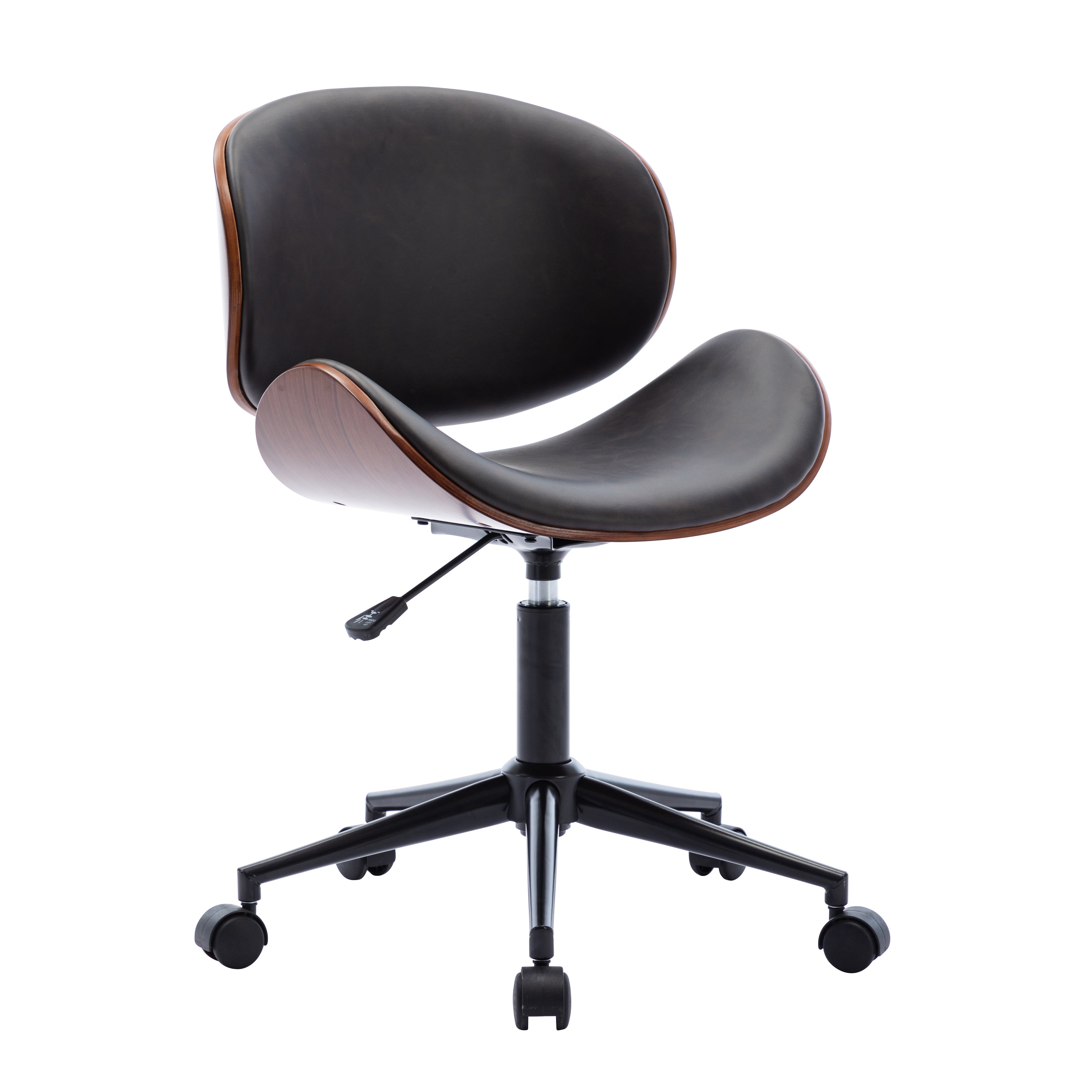Bentwood Adjustable Office Chair, Mix Color PU Leather Upholstery and Black Foot