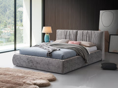 Velvet Eastern King Bed - Gray