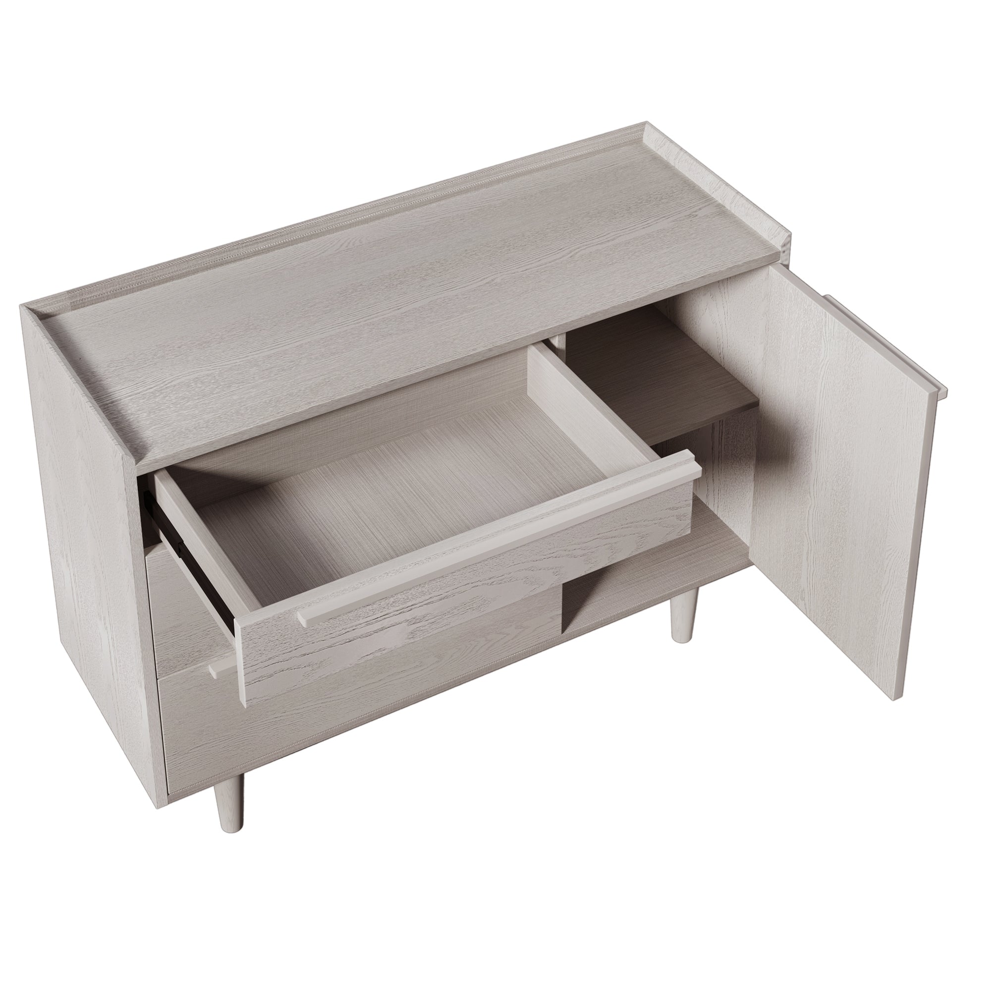 Modern Style Manufactured Wood 3-Drawer Dresser with Solid Wood Legs - Stone Gray