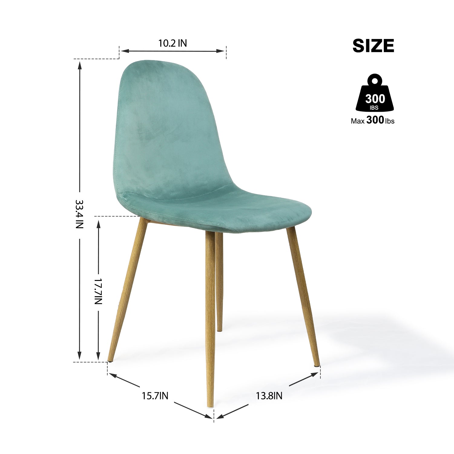 Mid Century Modern Side Dining Chairs (Set of 4) - Light Green