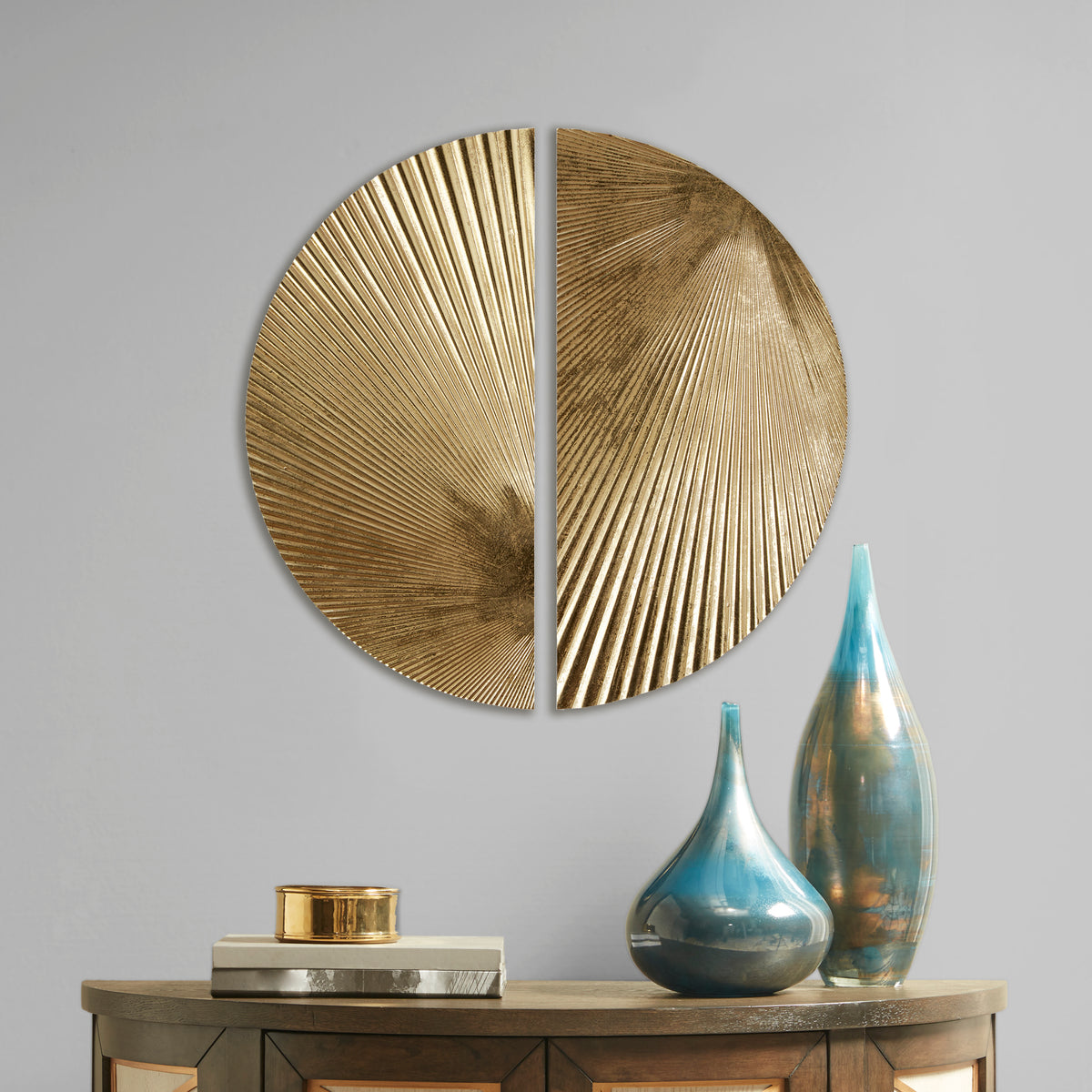 Radiant Half-moon 2-piece Metal Wall Decor Set - Gold