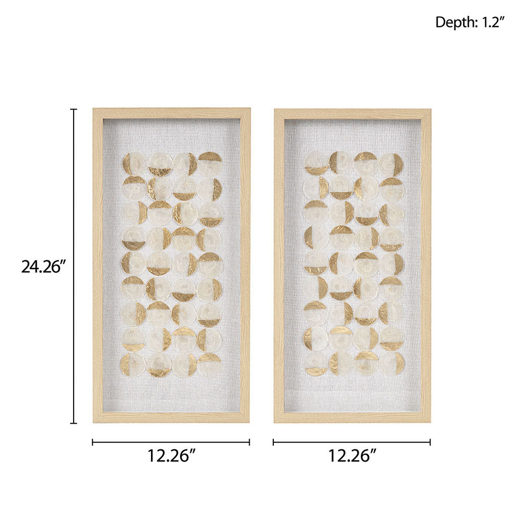 Aurelian Emblem Natural Capiz with Gold Foil 2-piece Shadowbox Wall Decor Set