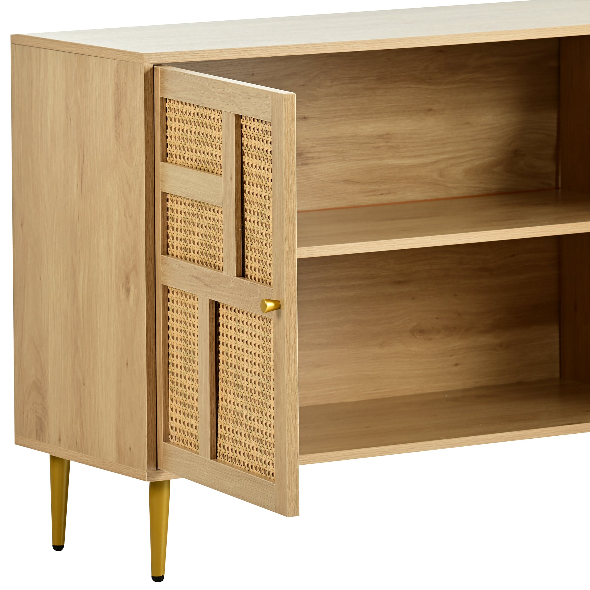 Rattan Cabinet with Adjustable Shelves and Storage