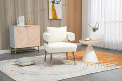 Accent Chair with Golden Feet - White Teddy