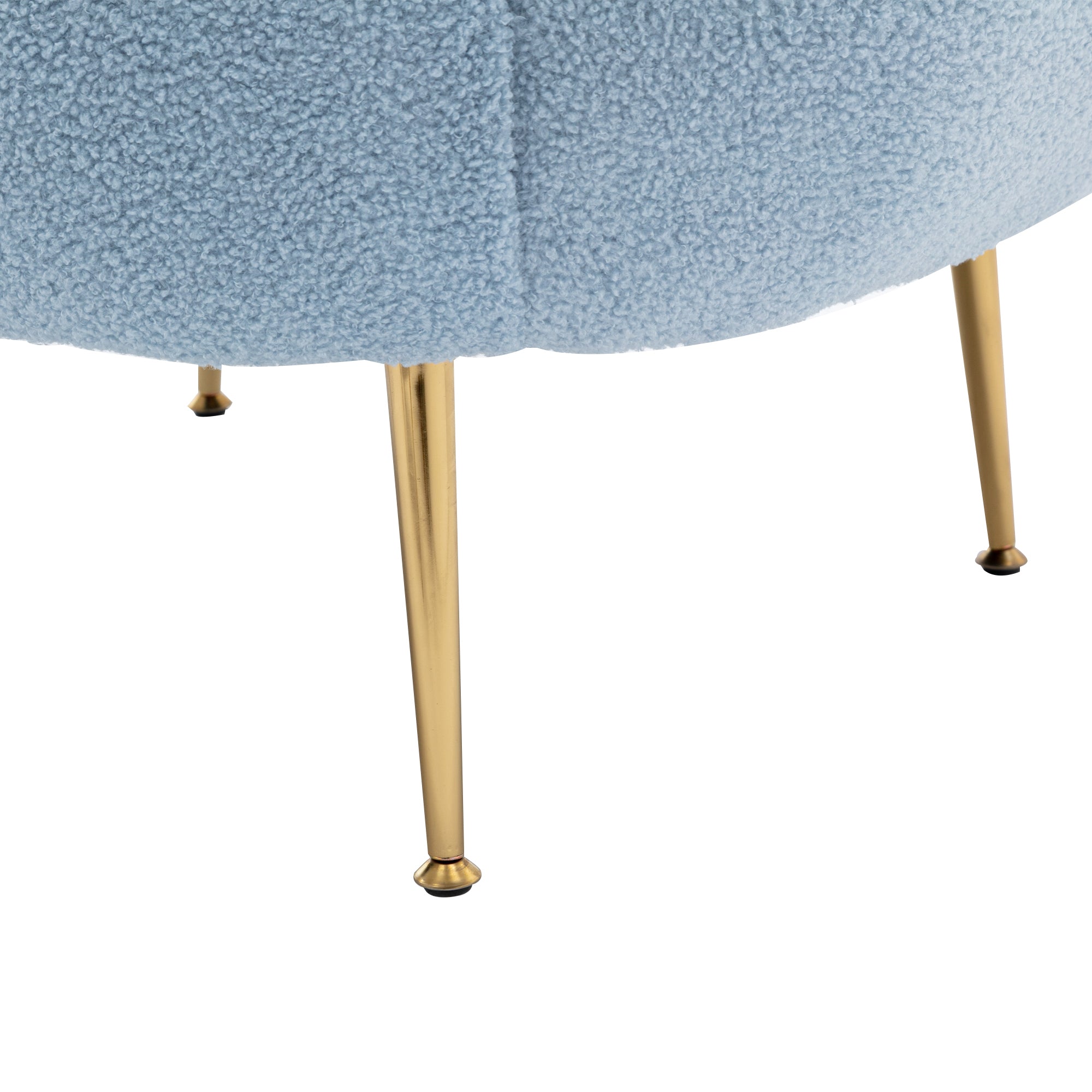 Modern Comfy Leisure Accent Chair, Teddy Short Plush Particle Velvet Armchair with Ottoman - Light Blue