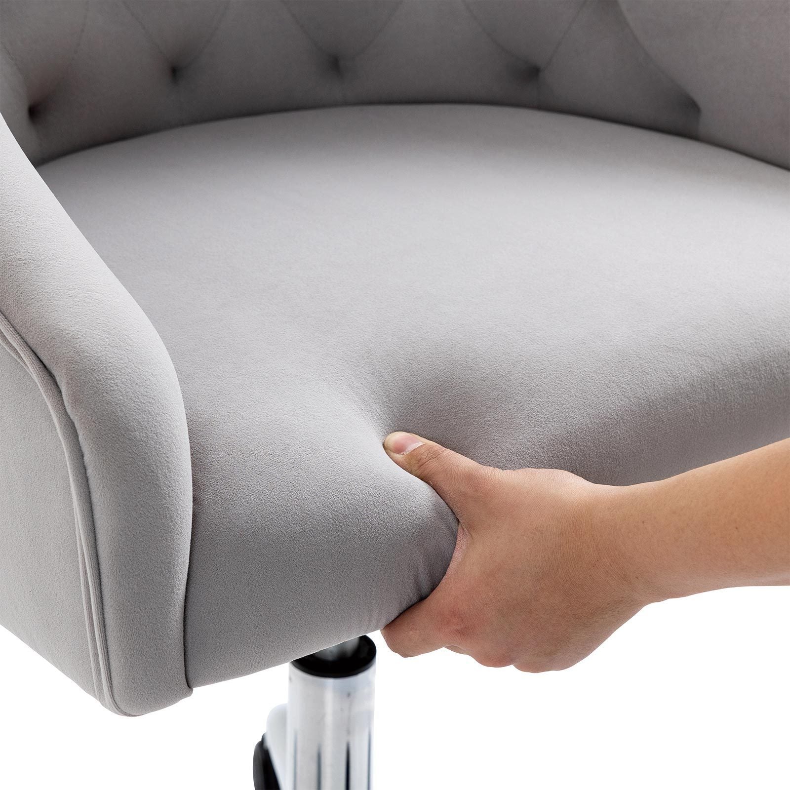 Modern Velvet Swivel Armchair with Soft Seat - Grey
