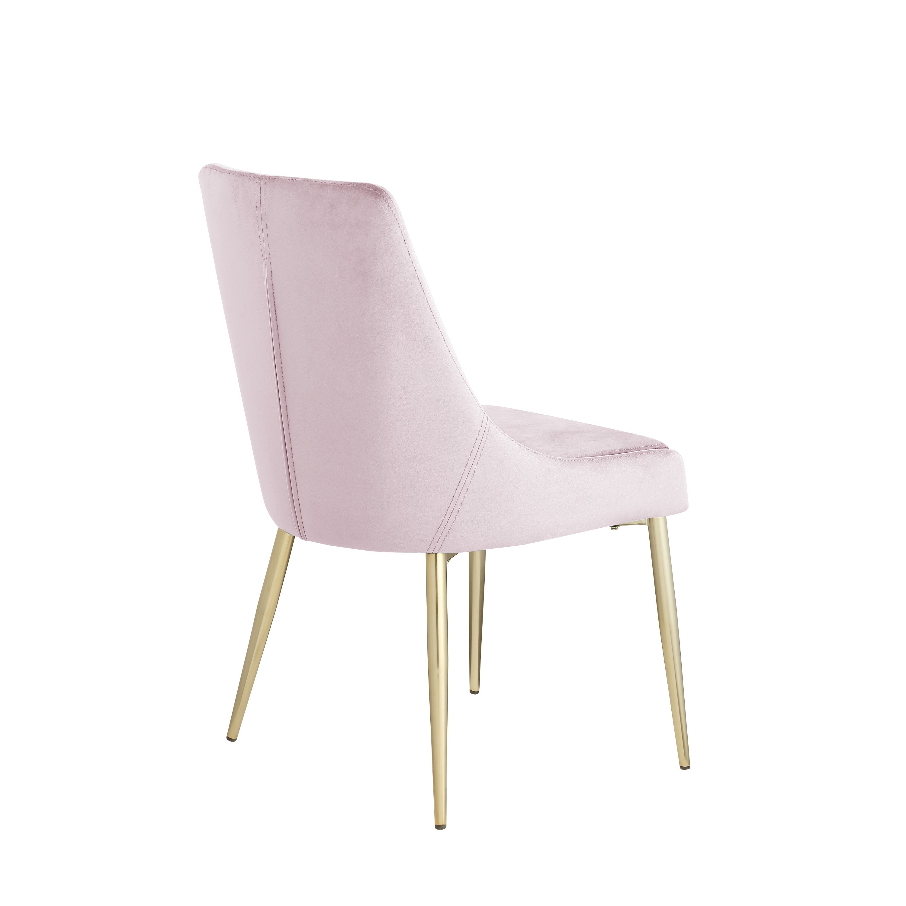 Contemporary Velvet Upholstered Dining Chair with Sturdy Metal Legs (Set of 2) Light Pink