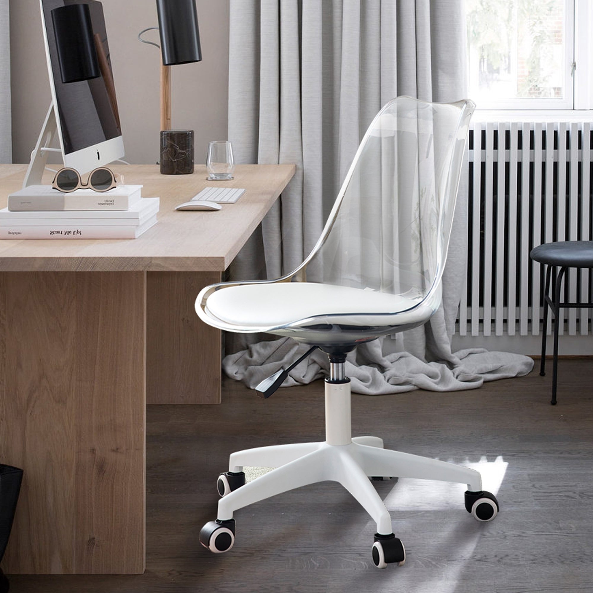 Modern Adjustable 360 °Swivel Chair with Wheels - Transparent Color
